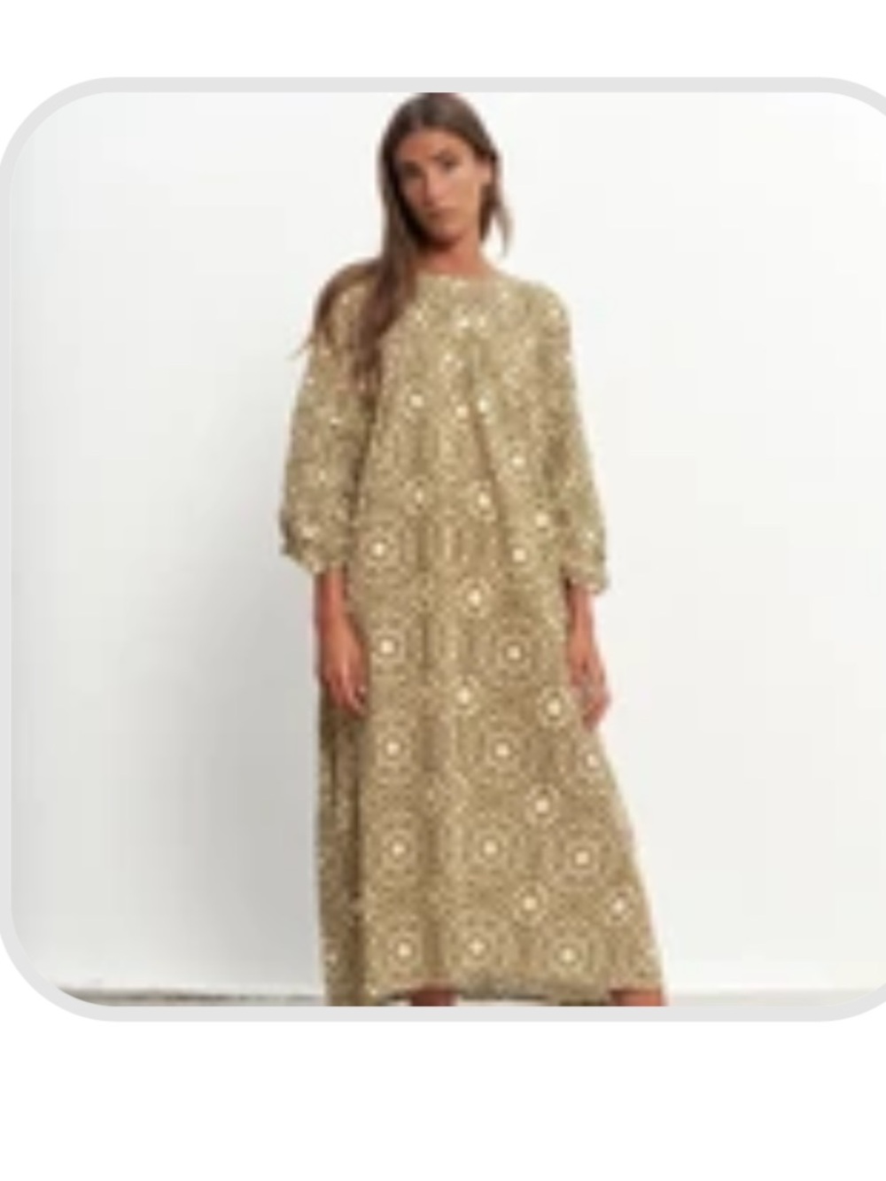 Par and escala Olive and Cream Floral Smocked Maxi Dress size m/l